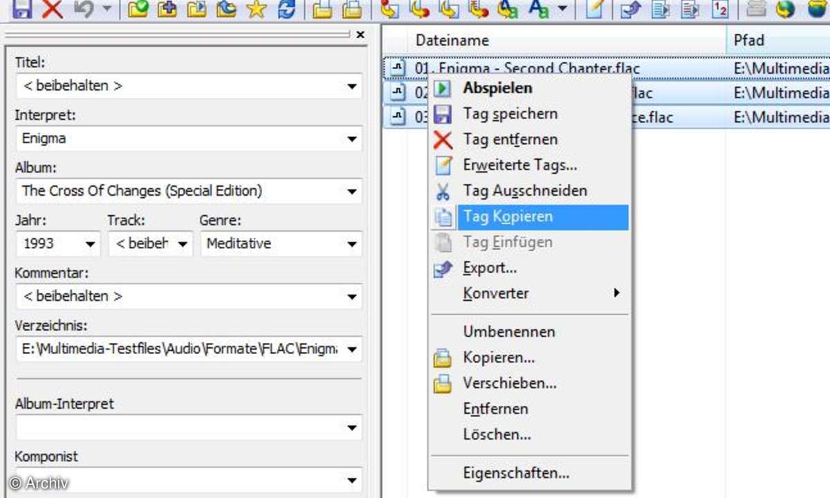 Tags von FLAC und WMA übernehmen und in MP3 kopieren