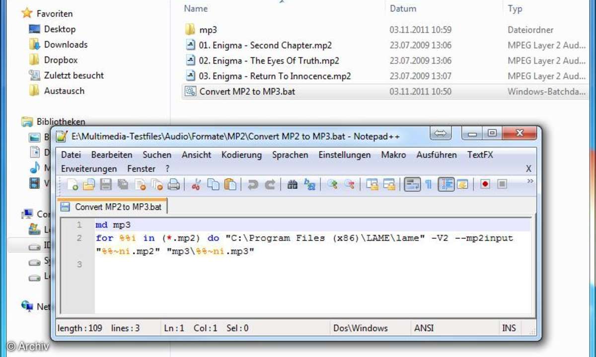 MP2/MPA in MP3 konvertieren