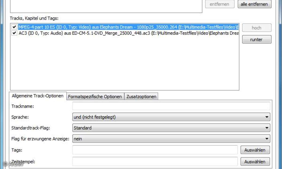 MKVMerge GUI ist das Standardtool zum Erstellen von MKV-Dateien.