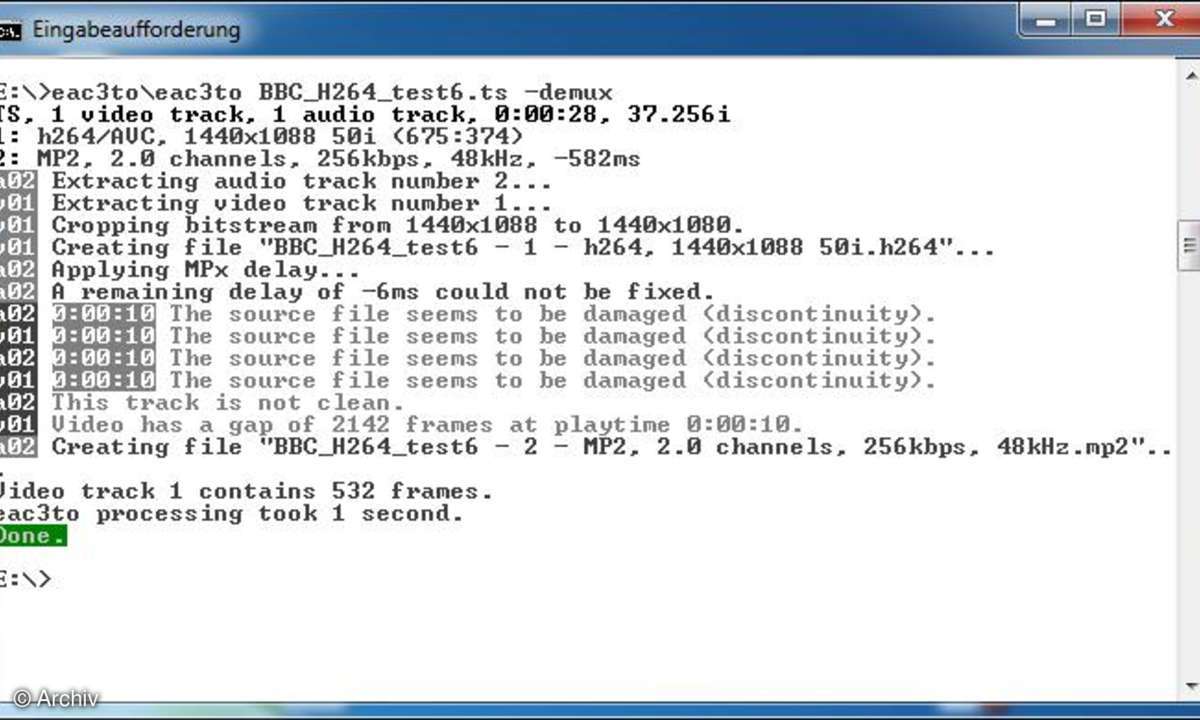 Zum Trennen und Synchronisieren der Audio- und Video-Daten in HD-Videos greifen Sie am besten zu eac3to.