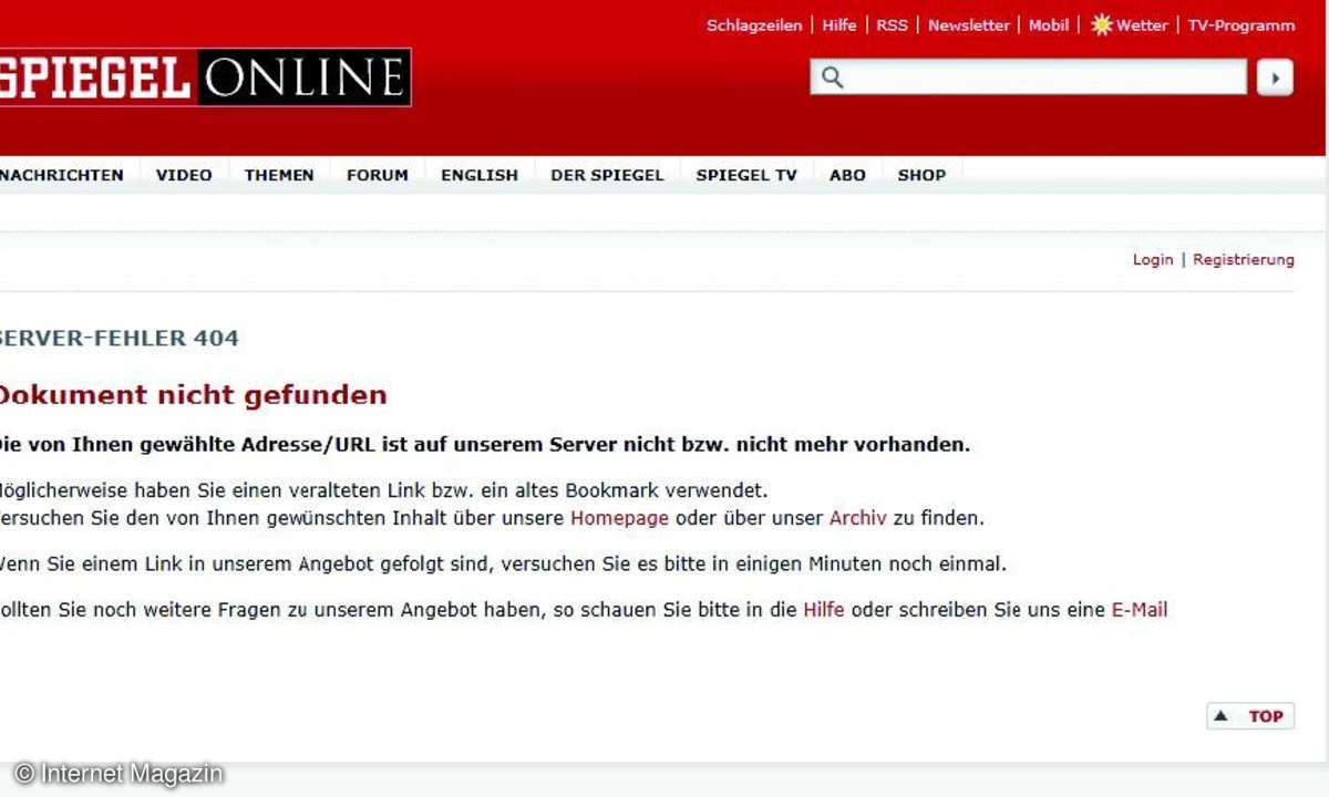 Sie sollten Ihrem Besucher freundlich mitteilen, dass die gewünschten Inhalte an der erwarteten Stelle nicht vorhanden sind.