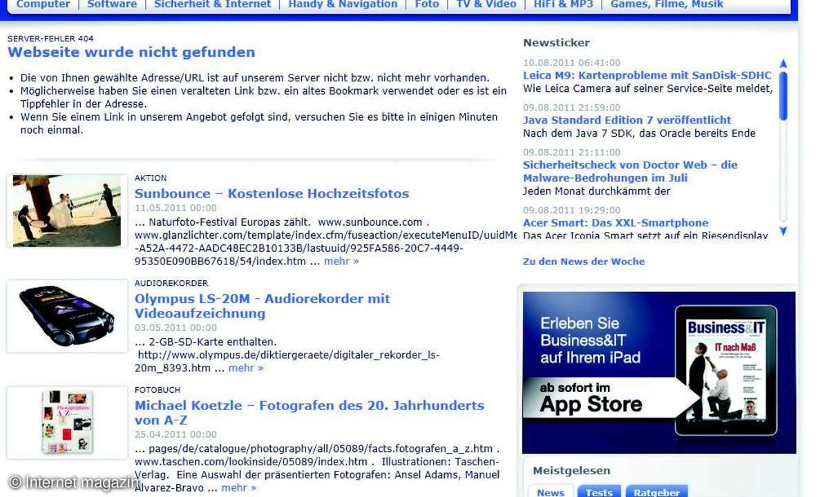 Magnus.de bietet Ihnen auf der Fehlerseite eine Vielzahl weiterer Informationen und Artikel an.