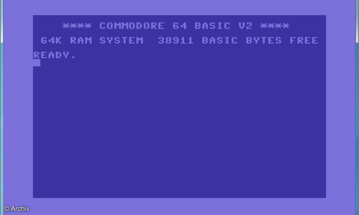 Der einzig willkommene Blue-Screen: Der Startbildschirm im C64-Emulator VICE. Mit Spezialkabeln können Sie direkt auf C64-Peripherie zugreifen.