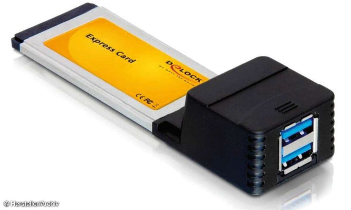 Mit einer Expresscard wie dieser lassen sich schnelle Schnittstellen nachrüsten. Diese Karte bietet gleich zwei USB-3.0-Anschlüsse.