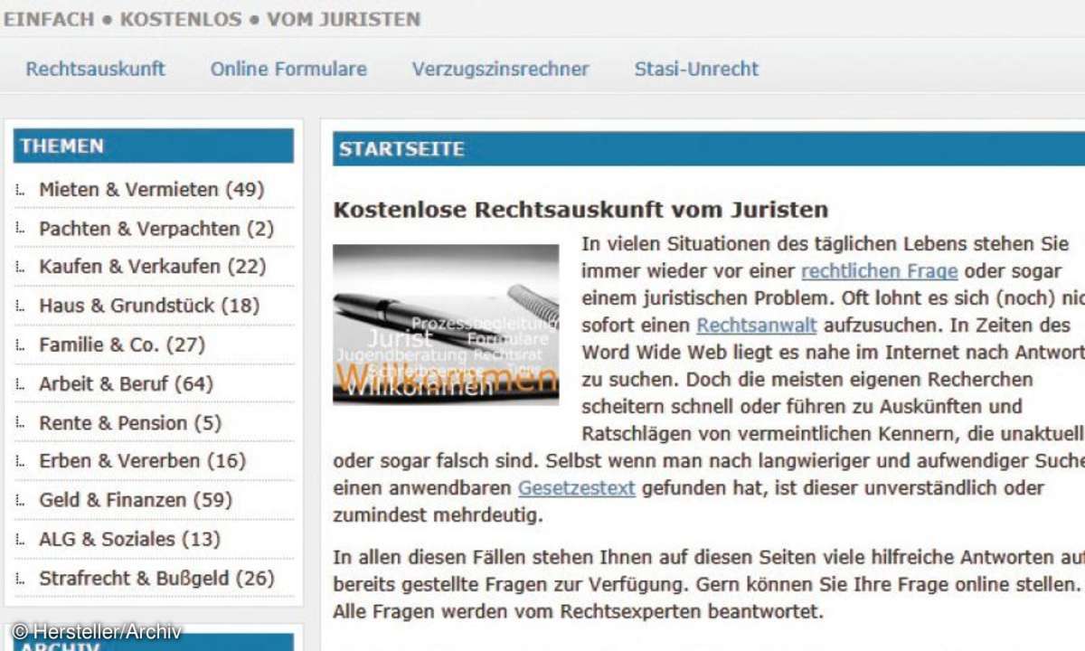 www.kostenloserechtsauskunft. de, online, recht