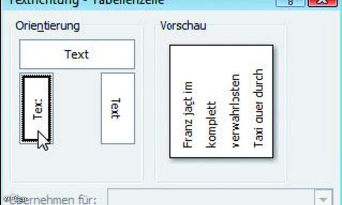 Der Text kann von oben nach unten oder umgekehrt verlaufen und lässt sich auf Wunsch drehen.