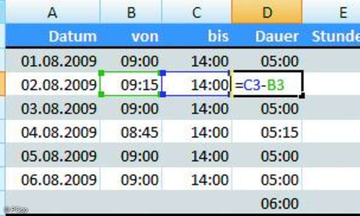 Stunden addieren und multiplizieren