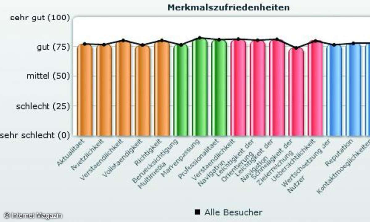 Finden Sie heraus, wie zufrieden Ihre User mit den einzelnen Merkmalen Ihres Internetangebotes sind.
