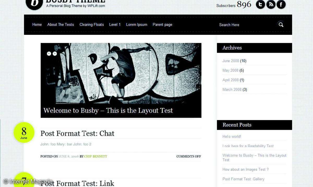 Busby, ein klares, modernes Layout auf Basis von HTML5.
