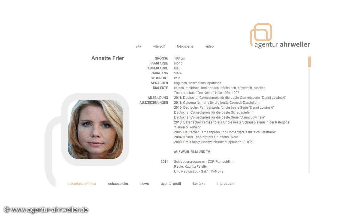 Agentur Ahrweiler - Profil von Annette Frier