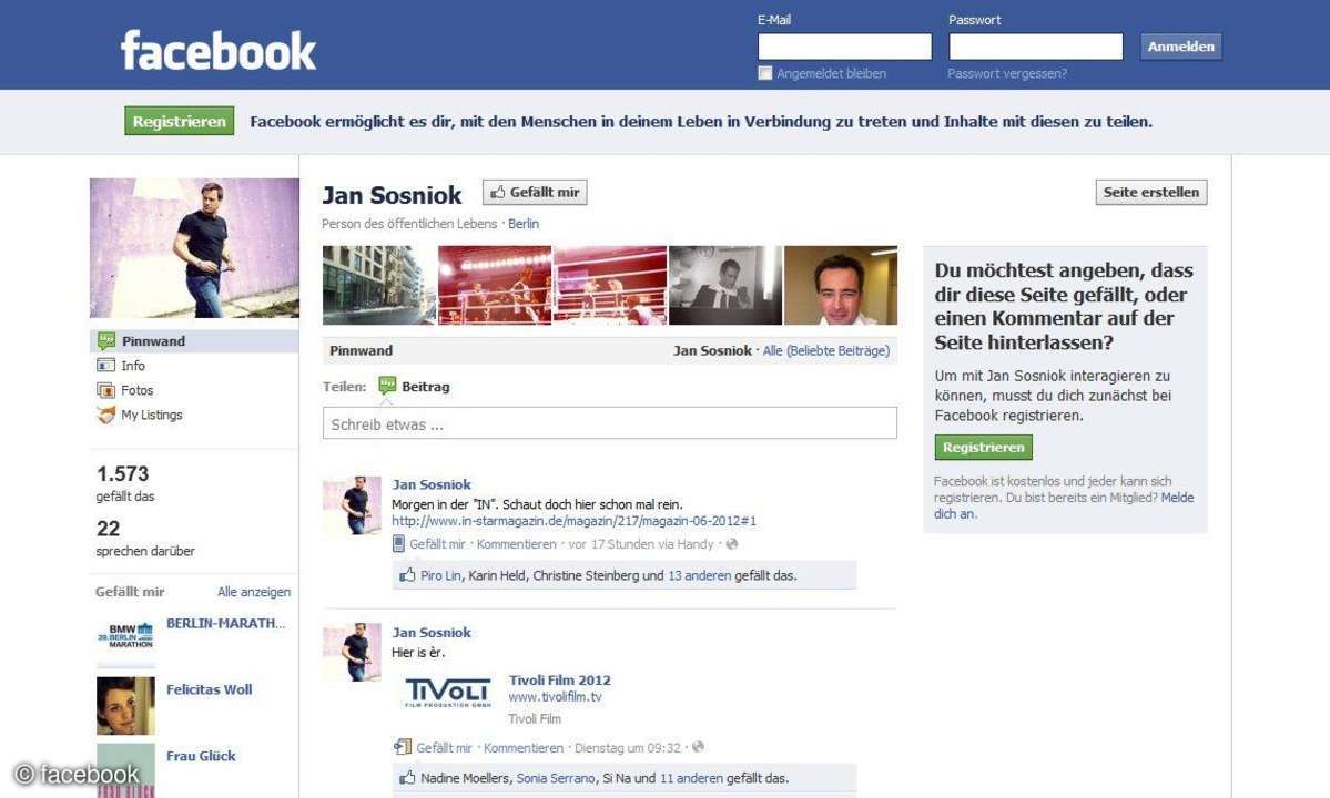 Jan Sosniok auf Facebook