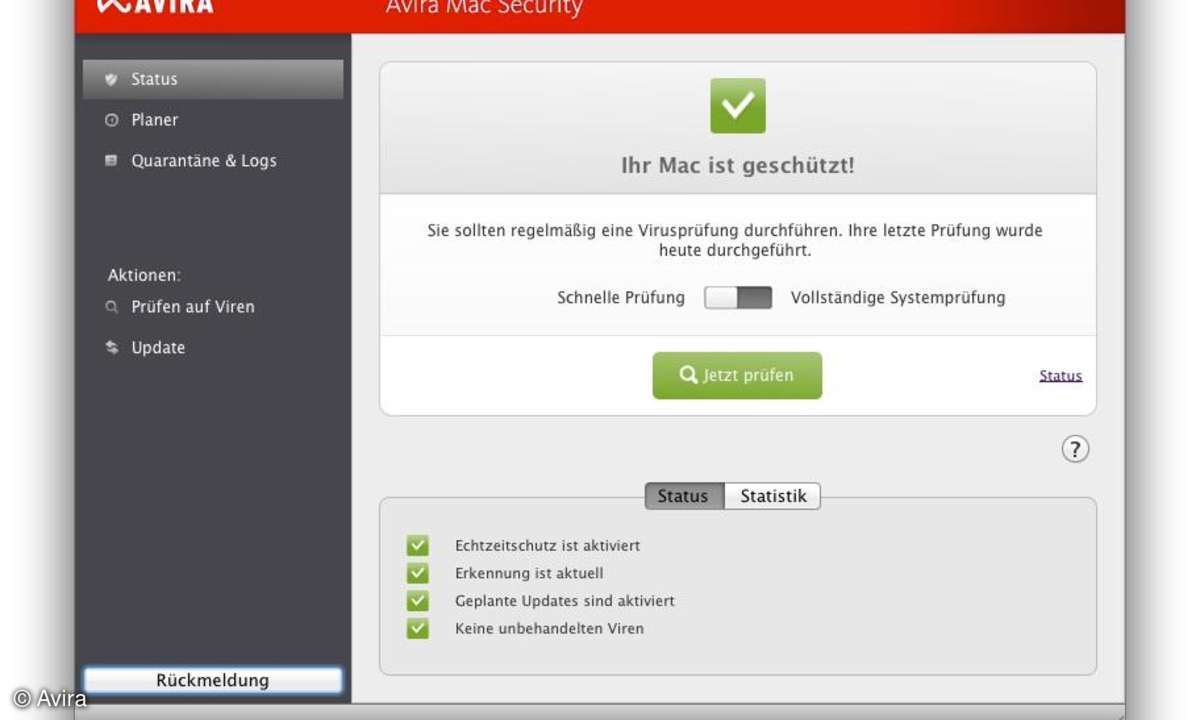 Avira Free Mac Security - Startscreen
