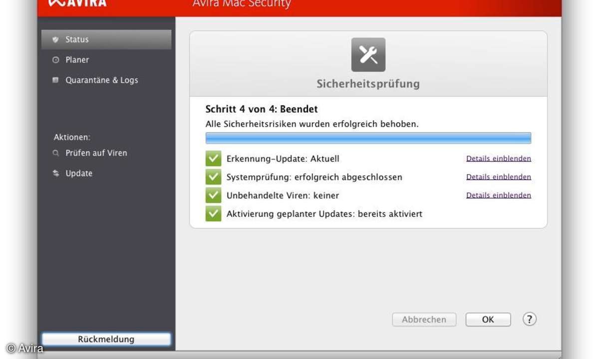 Avira Free Mac Security - Sicherheitsprüfung