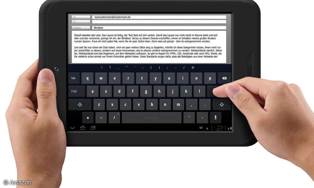 Odys Vision mit eingeblendeter Tastatur