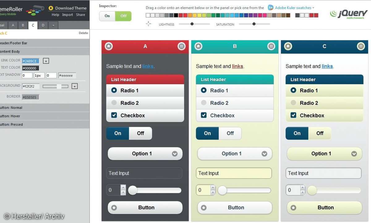 jQuery Mobile Theme Roller