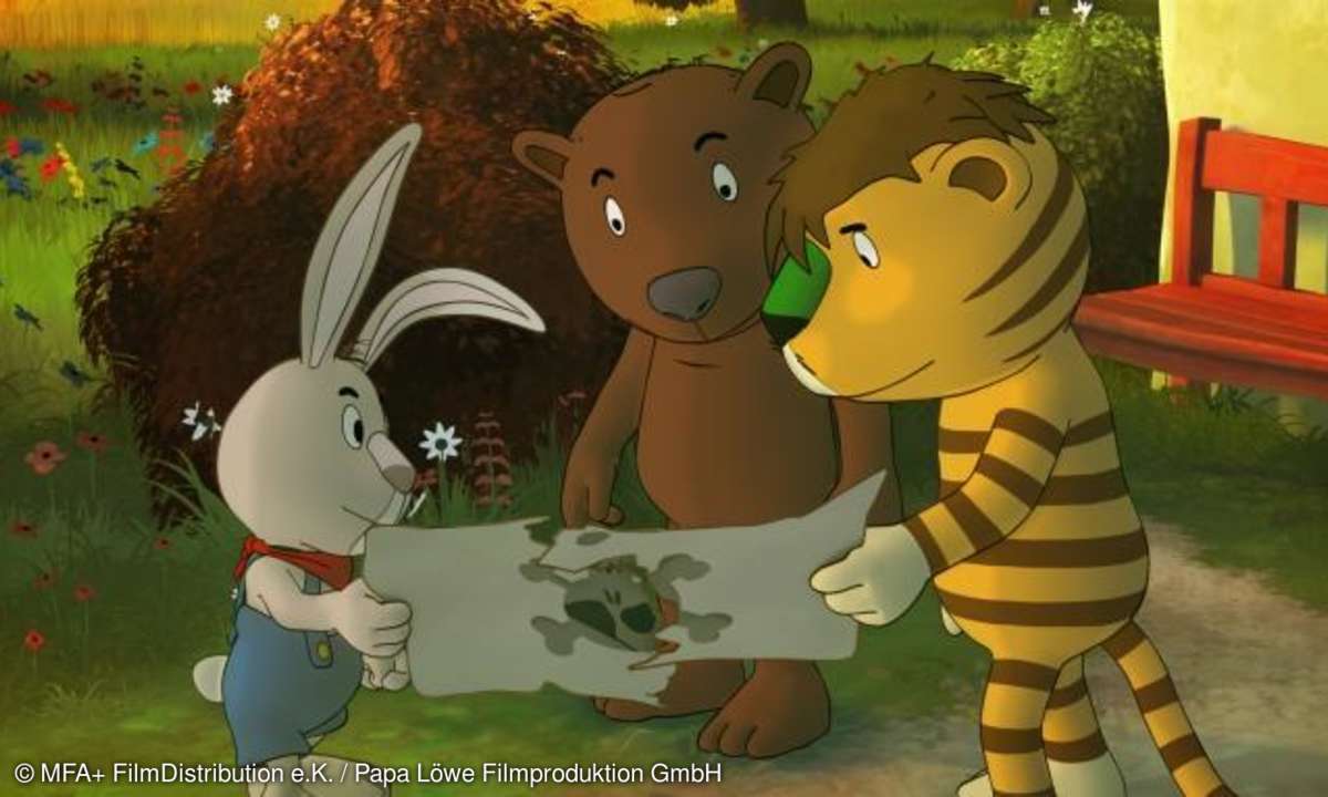 Der nervige Hase Jochen hat den Teil der Schatzkarte, den Tiger und Bär vermissen.