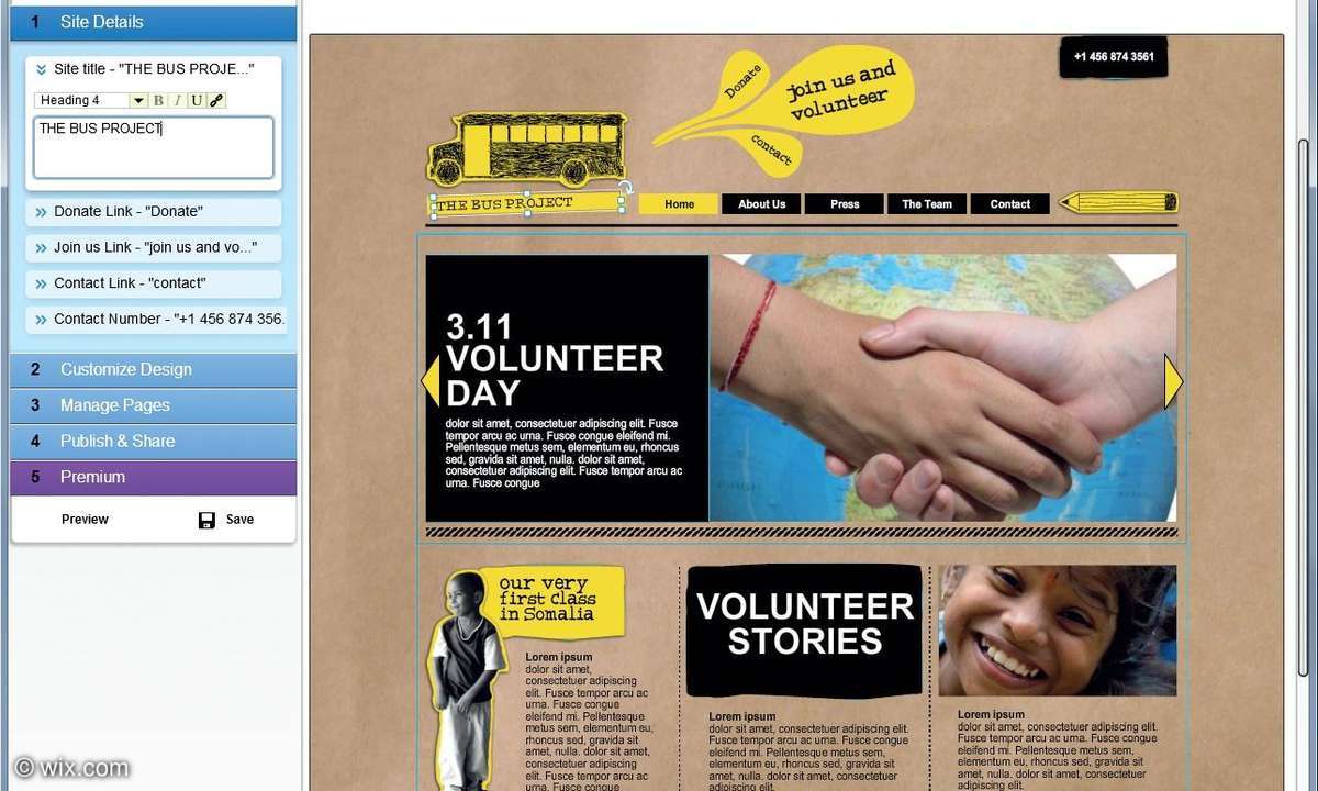 wix.com HTML5-Webeditor