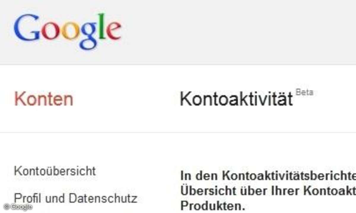 Google Kontoeinstellungen - Kontoaktivität