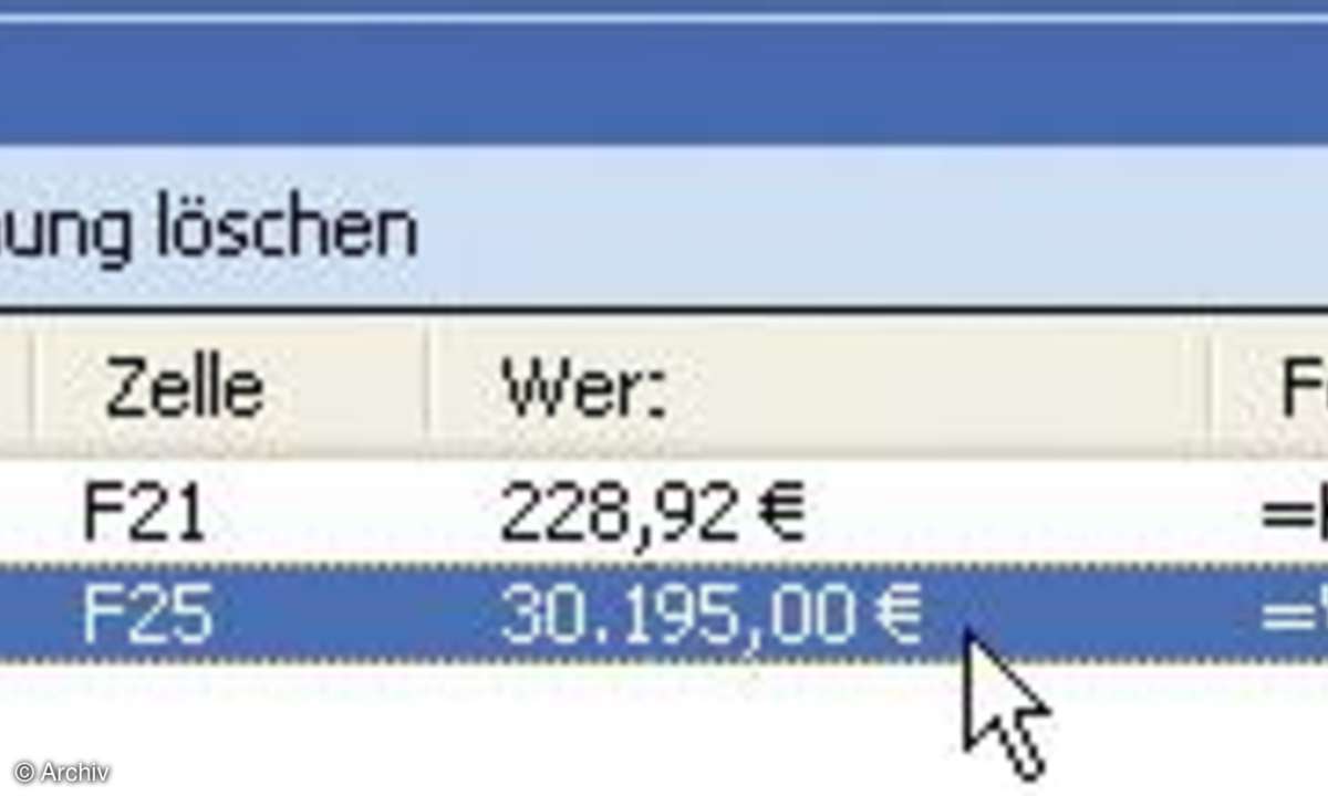 Excel-Formeln: Überwachungsfenster