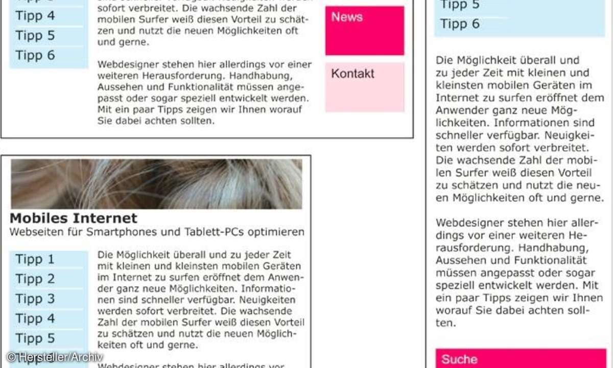 Mobile Webseite Skalierung