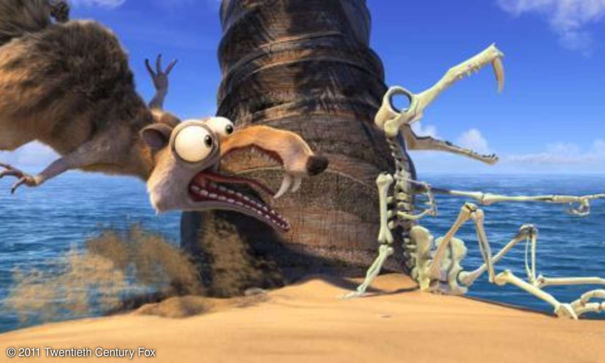 Scrat ist natürlich auch wieder dabei - er geht auf Schatzsuche.