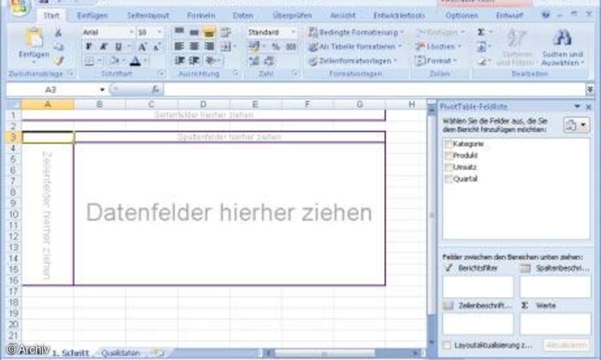 Pivot-Tabellen mit Excel: Bericht-Assistent