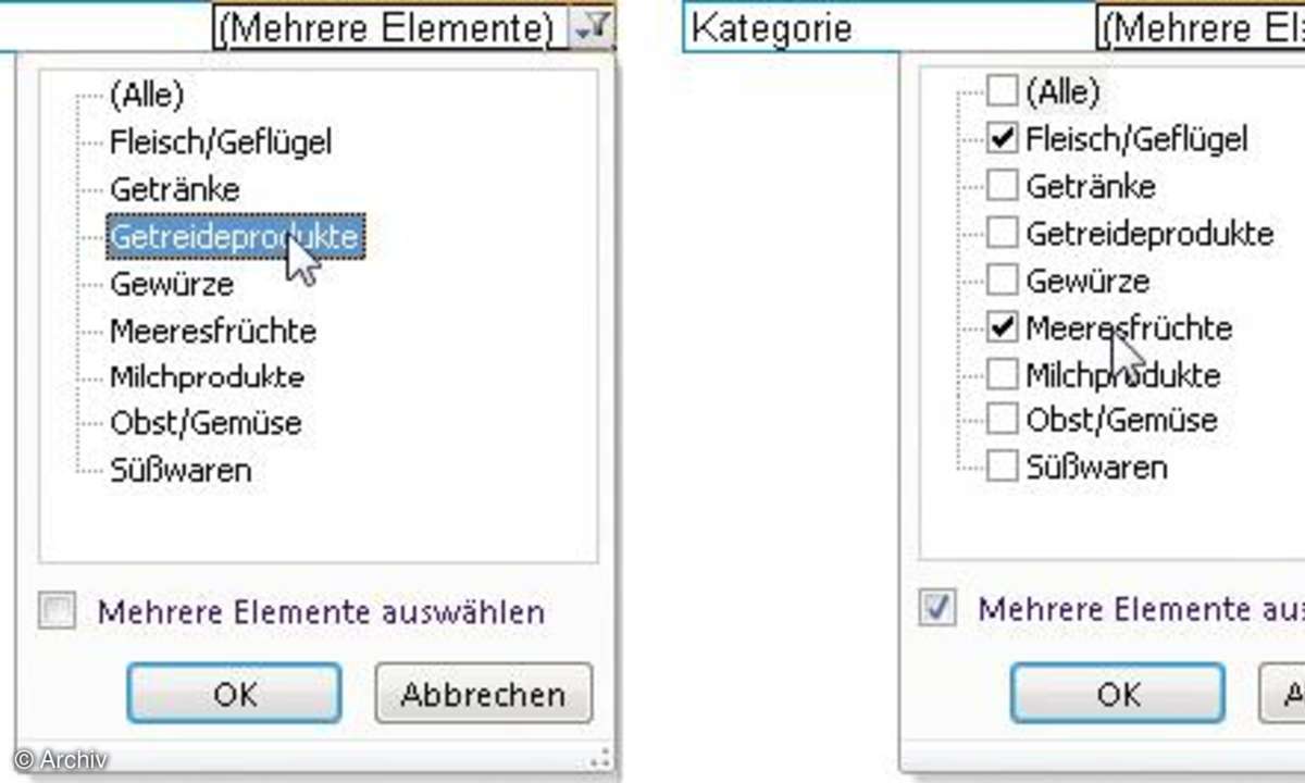 Pivot-Tabellen mit Excel: Filterbedingungen