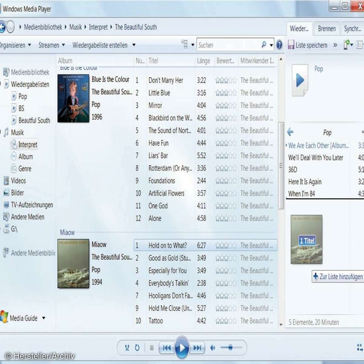 Windows 7 Wiedergabelisten brennen