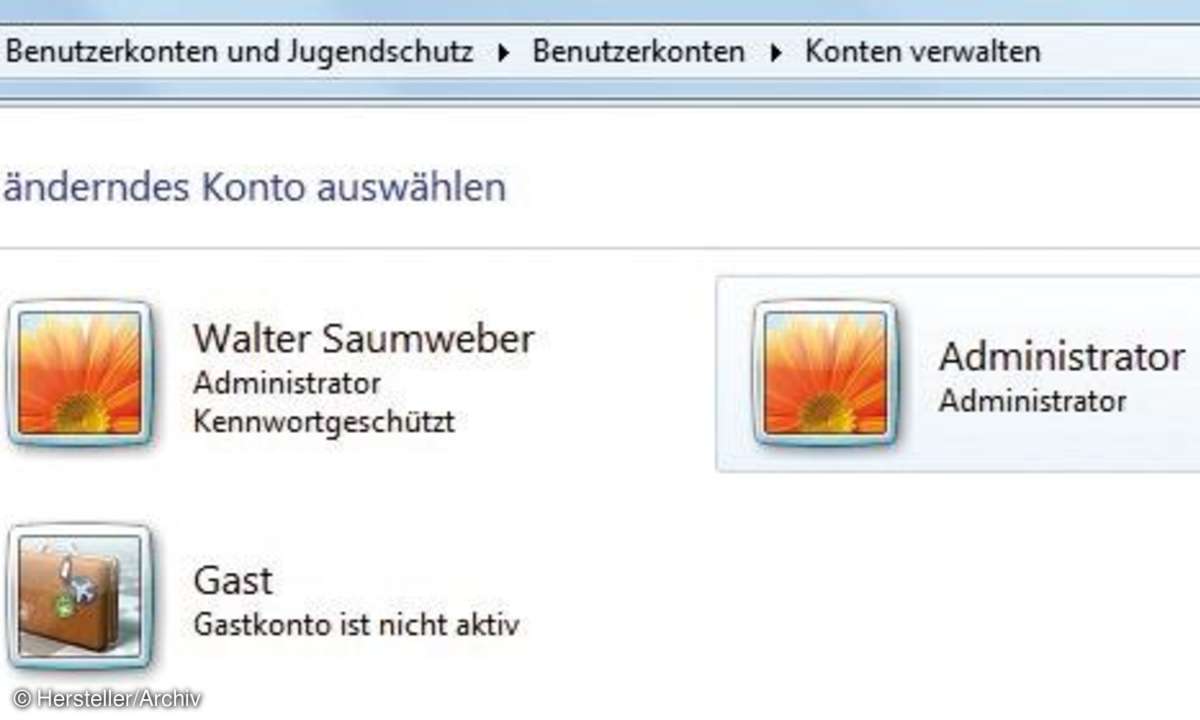 Windows System-Administrator-Konto