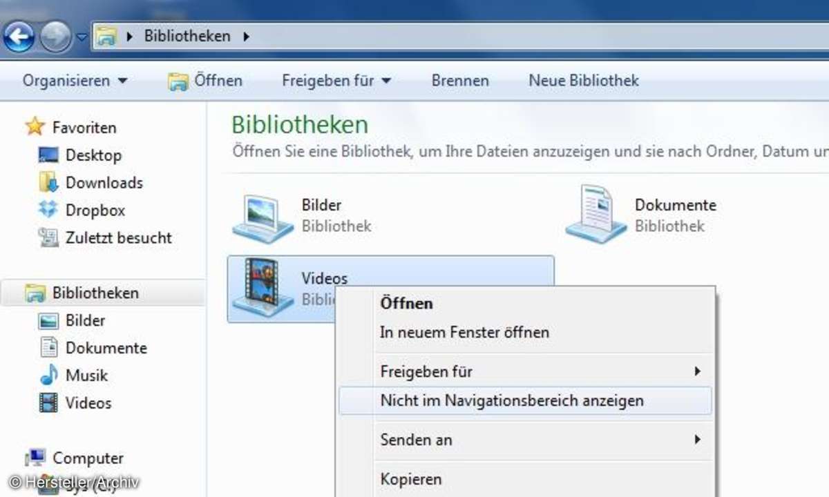 Windows Explorer Bibliotheken