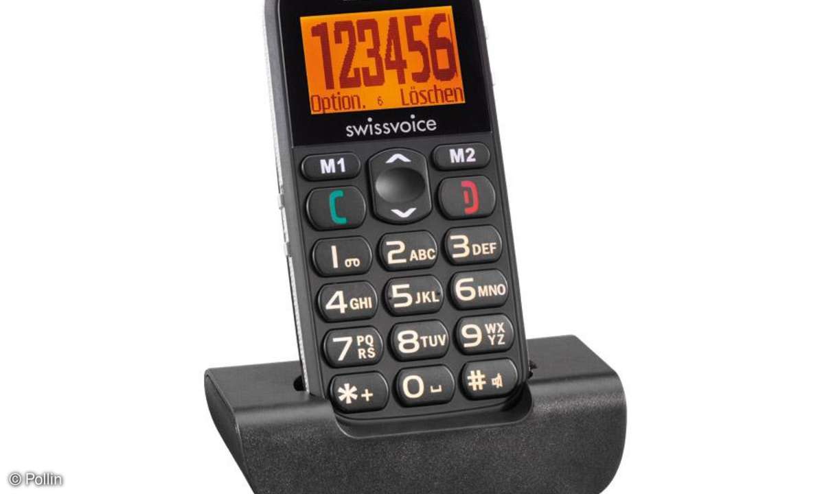 Pollin: Großtasten-Mobiltelefon Swissvoice MP22
