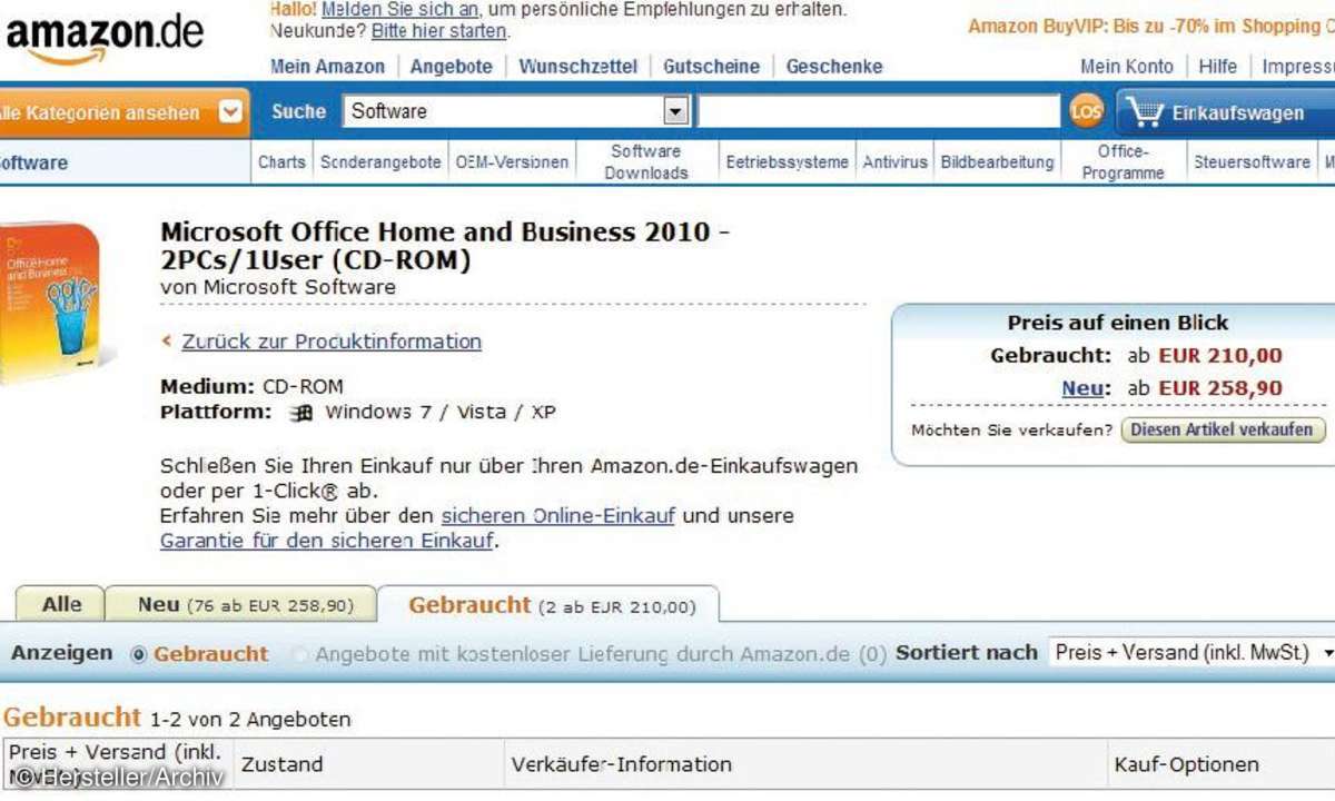 Gebrauchte Software verkaufen