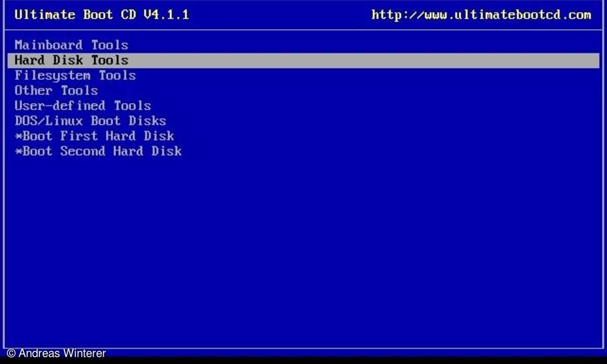Ultimate Boot CD - Startmenü