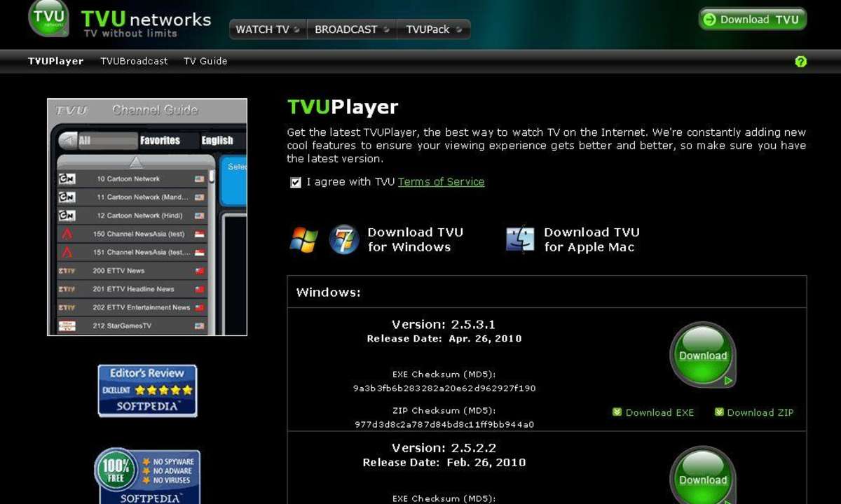 Screenshot von tvunetworks.com