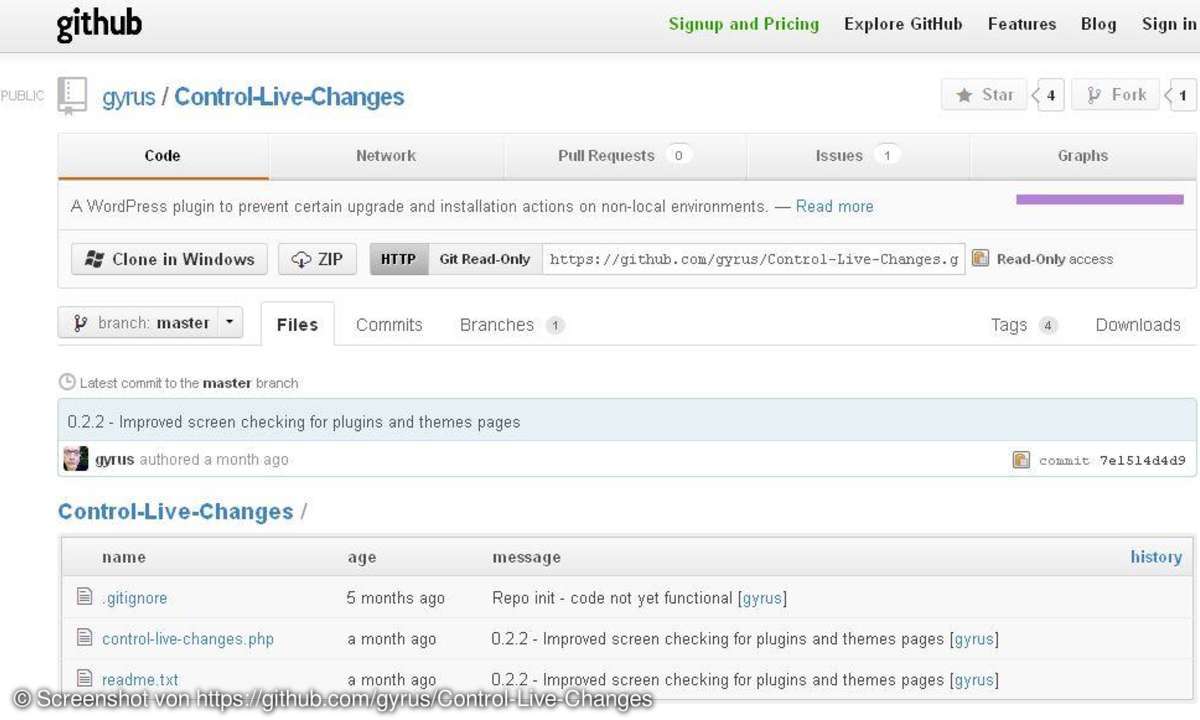 Screenshot von https://github.com/gyrus/Control-Live-Changes