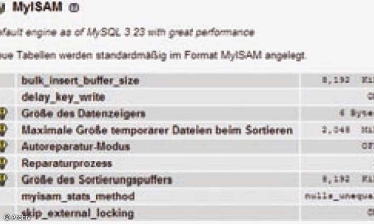 Special: Tabellenarten für MySQL