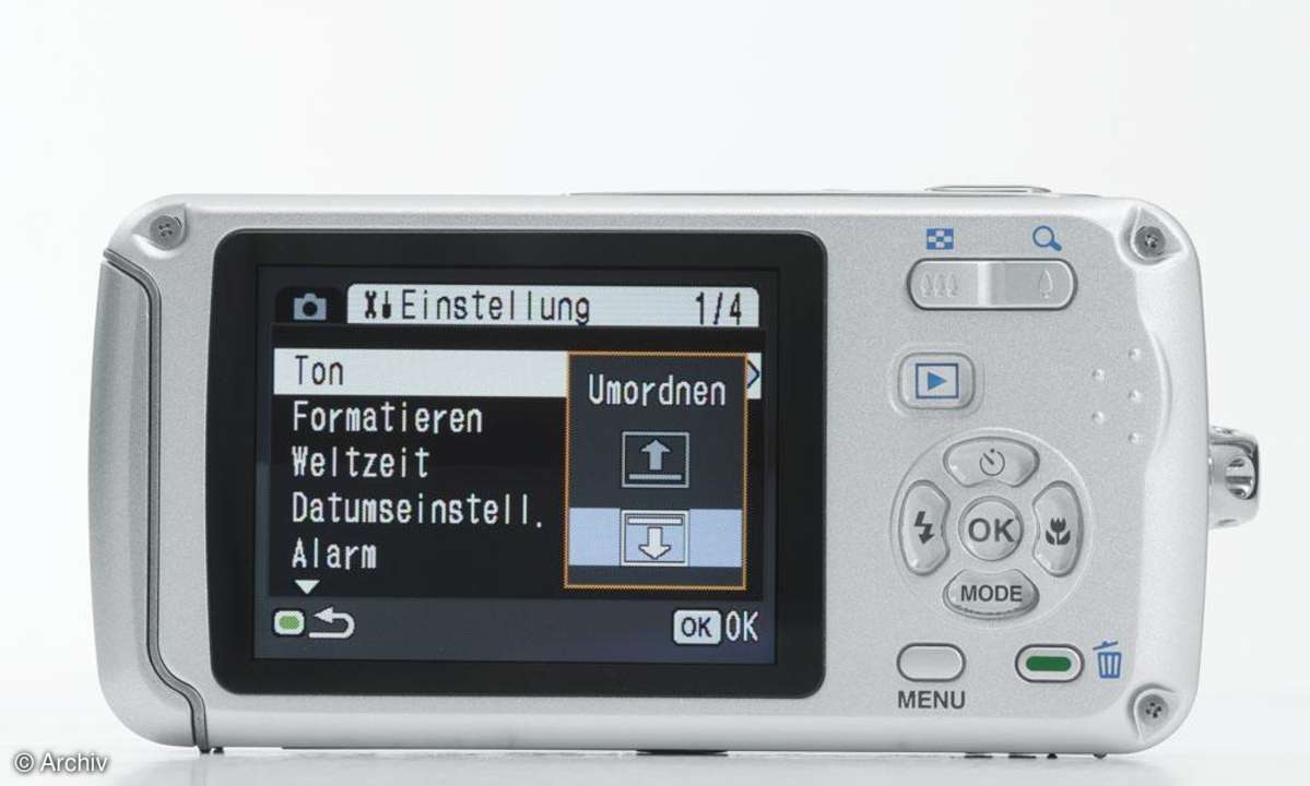 Pentax Optio W30 Menü Umordnen-Funktion