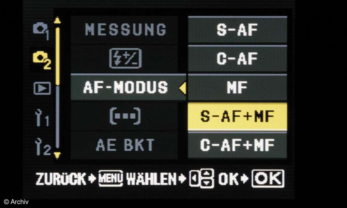 Olympus E-410 und E-510 Menü Autofokus