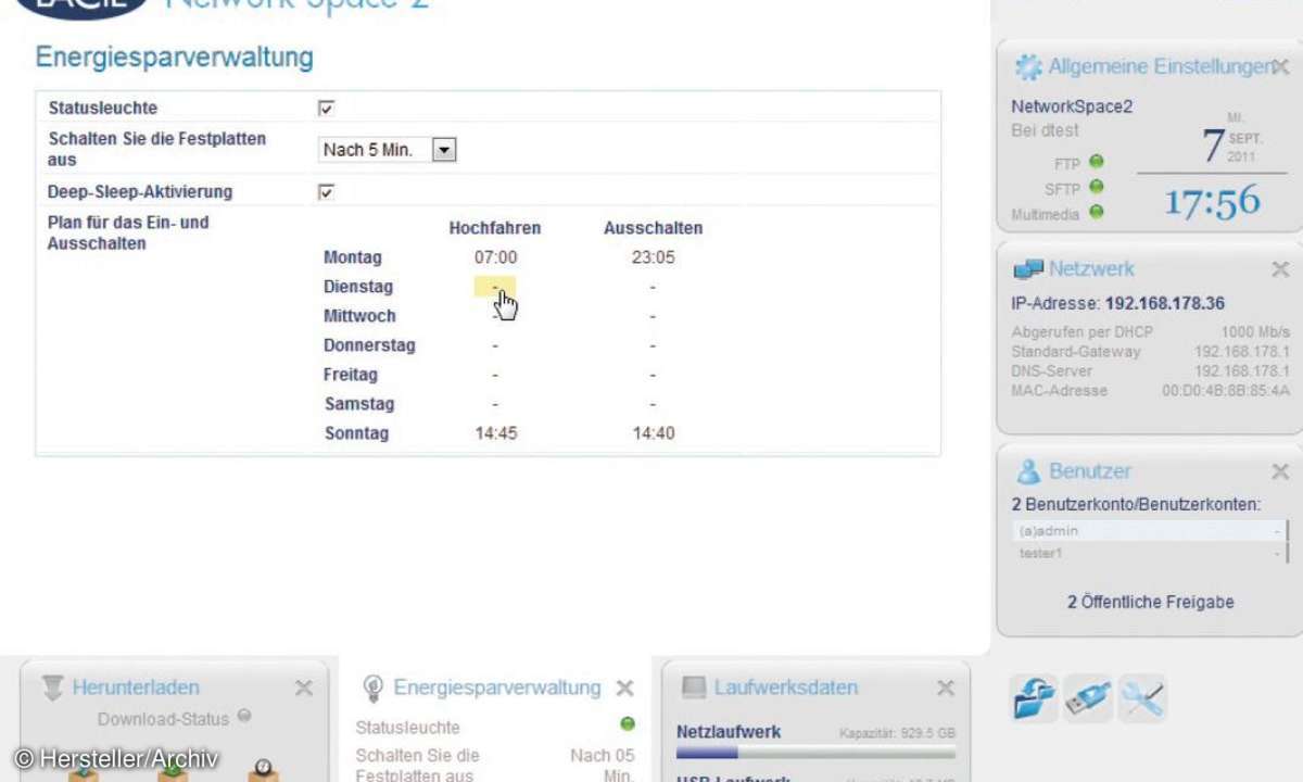 LaCie Network Space 2 1TB - Weboberfläche (Administration)