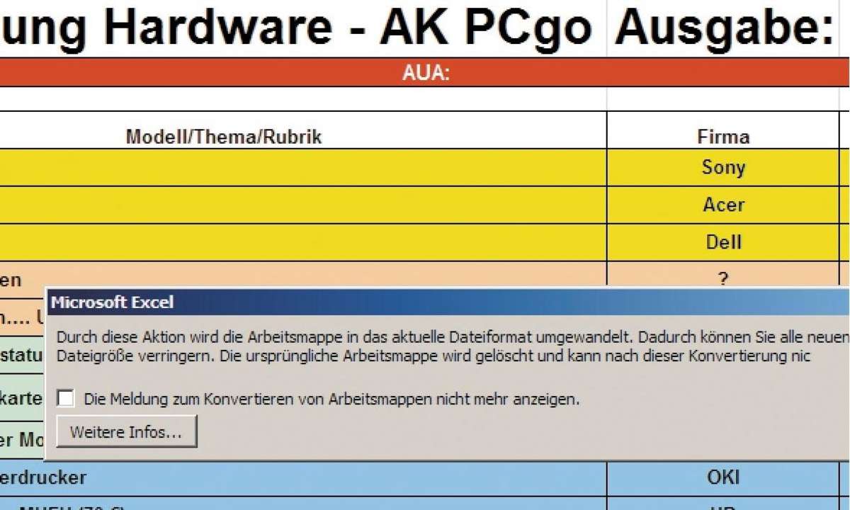 Excel: Alte Excel-Dateien in das neue Dateiformat wandeln