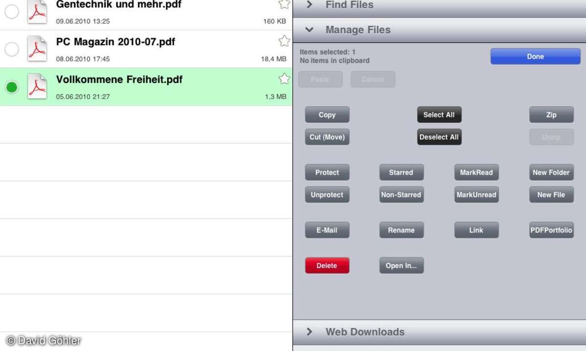 Apple iPad GoodReader App
