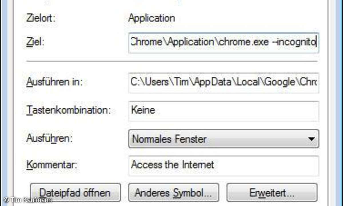 Privat-Modus: Chrome
