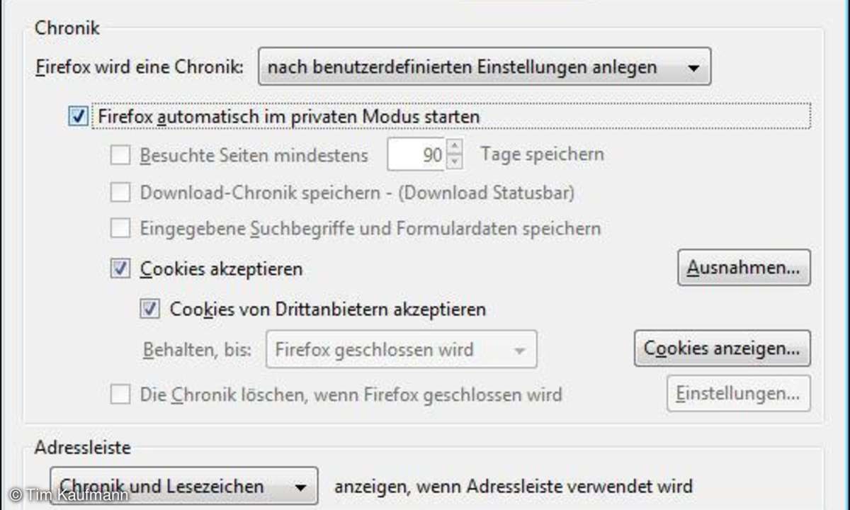 Privat-Modus: Firefox