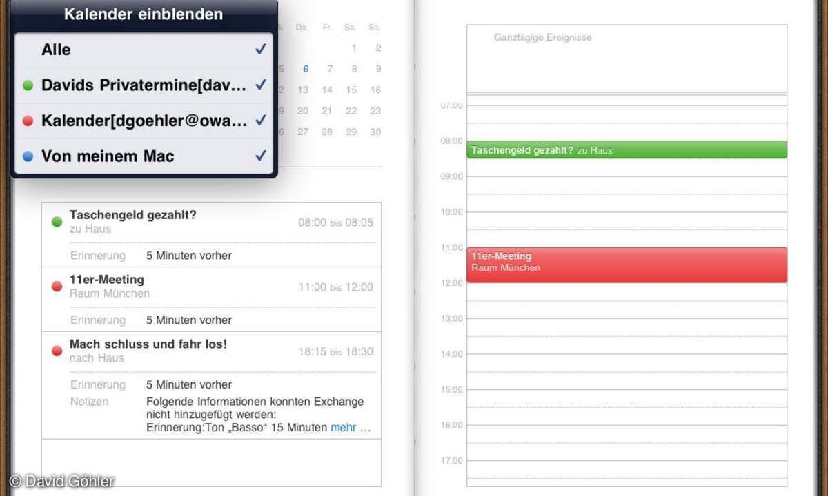iPad-Kalender ohne Aufgaben