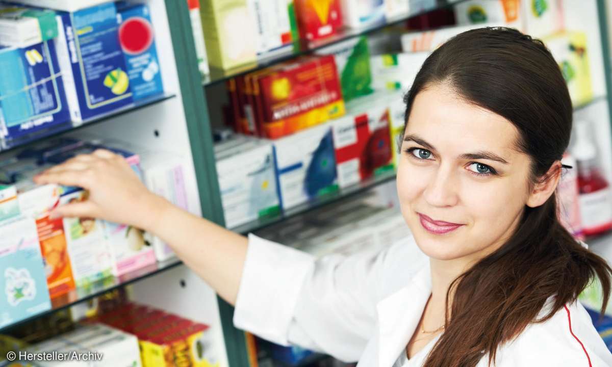 frau, apotheke