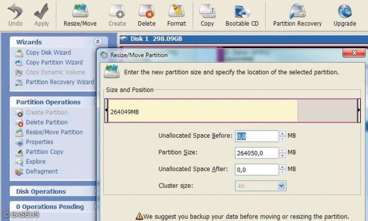 easeus,partition,magic,aufteilen,festplatte,fenster,programm,software,resize,move,free