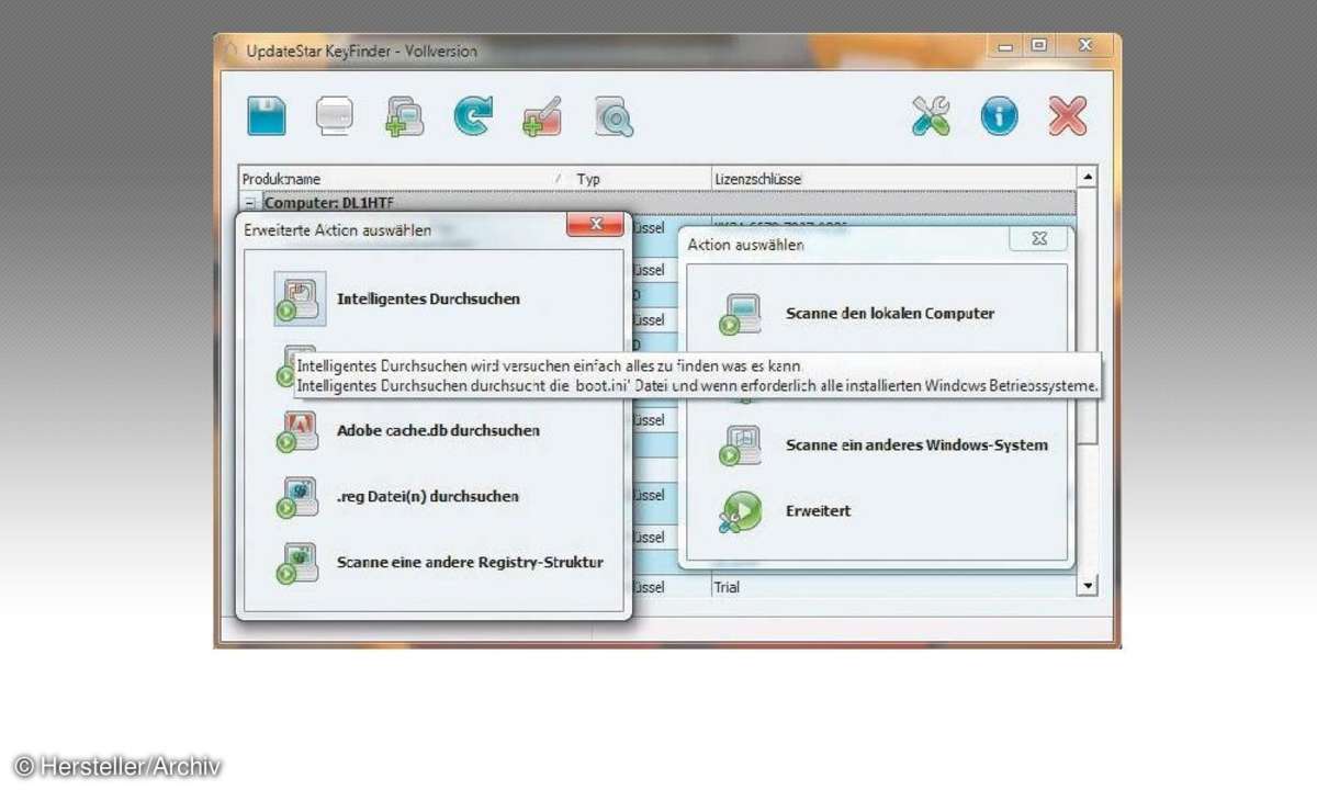 UpdateStar KeyFinder 6 im Test: Wir testen das Tool, das Ihnen Lizenznummern ausliest.
