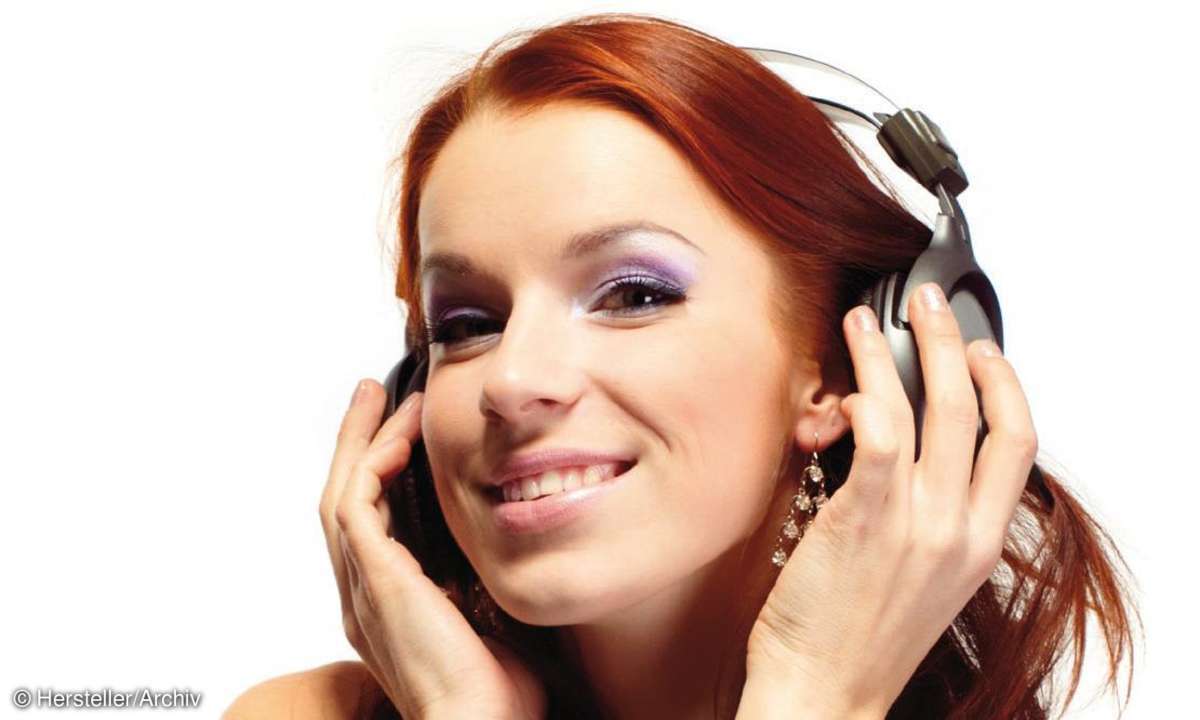 frau, kopfhörer, musik