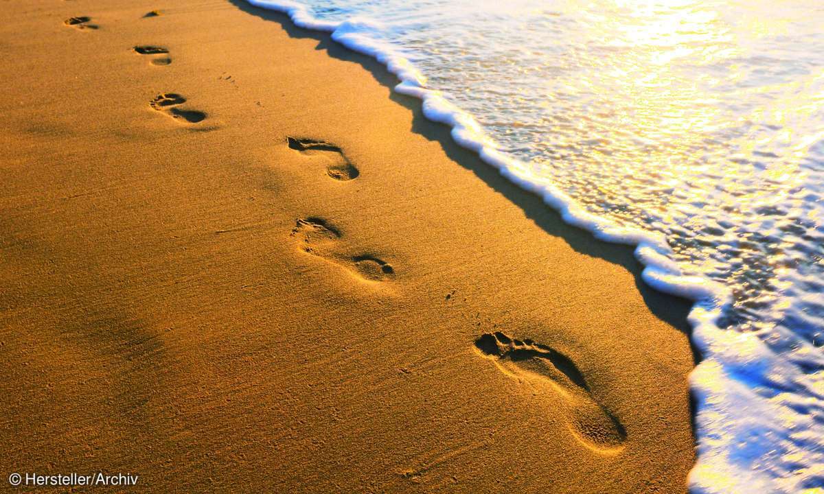 strand, fußabdruck, wasser