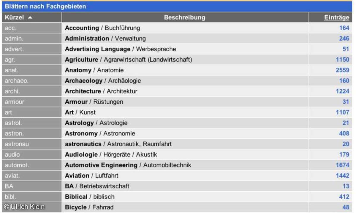 Coole Websites: dict.cc